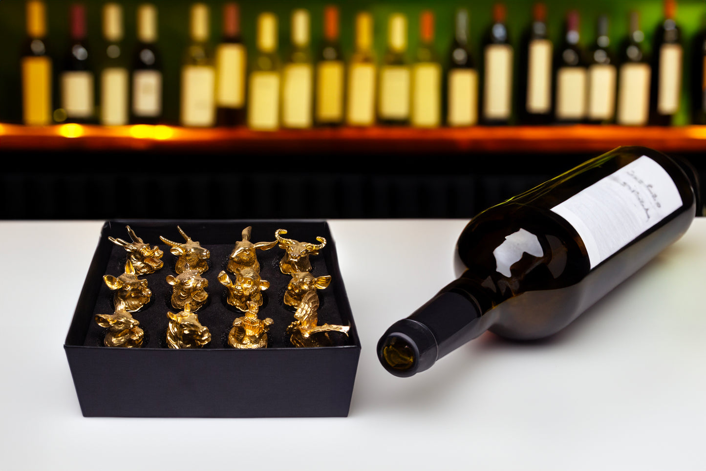 Zodiac Luxe – 12-Piece Golden Animal Head Shot Glass Set