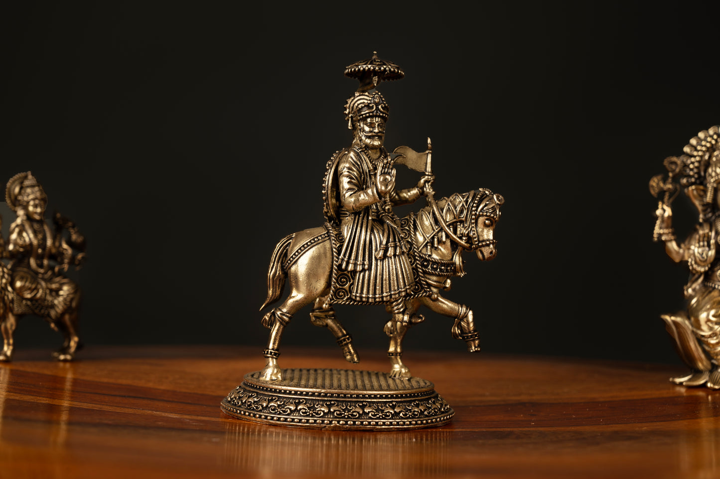 Handcrafted Brass Maharaja Agrasen on Horse – Symbol of Leadership, Prosperity, and Heritage - 5 inch