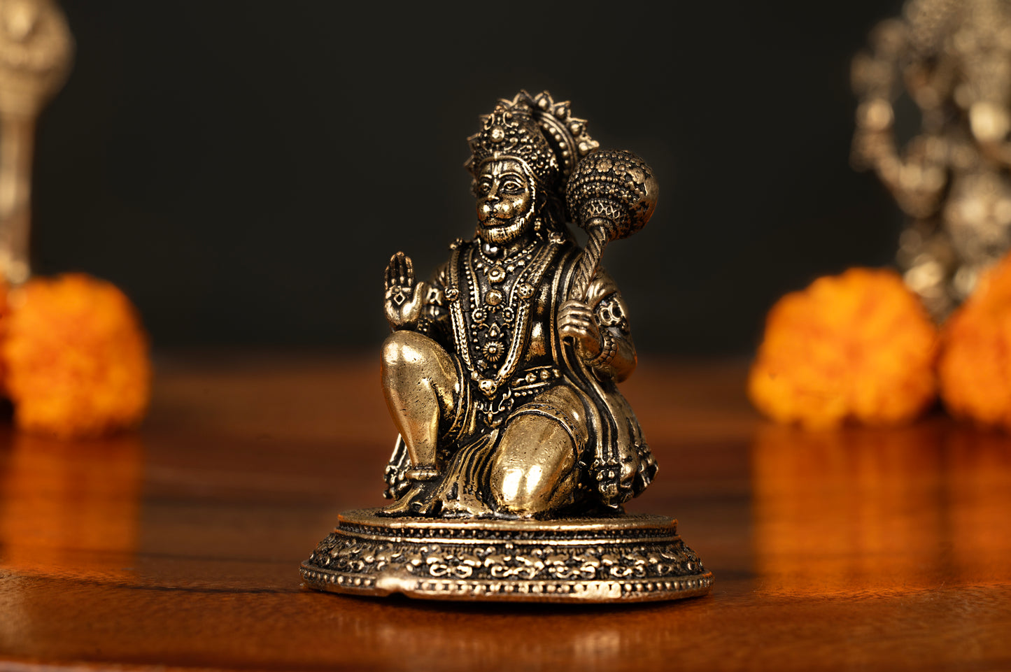 Handcrafted Brass Hanuman Idol – Small Decorative Showpiece (2.5 Inches)