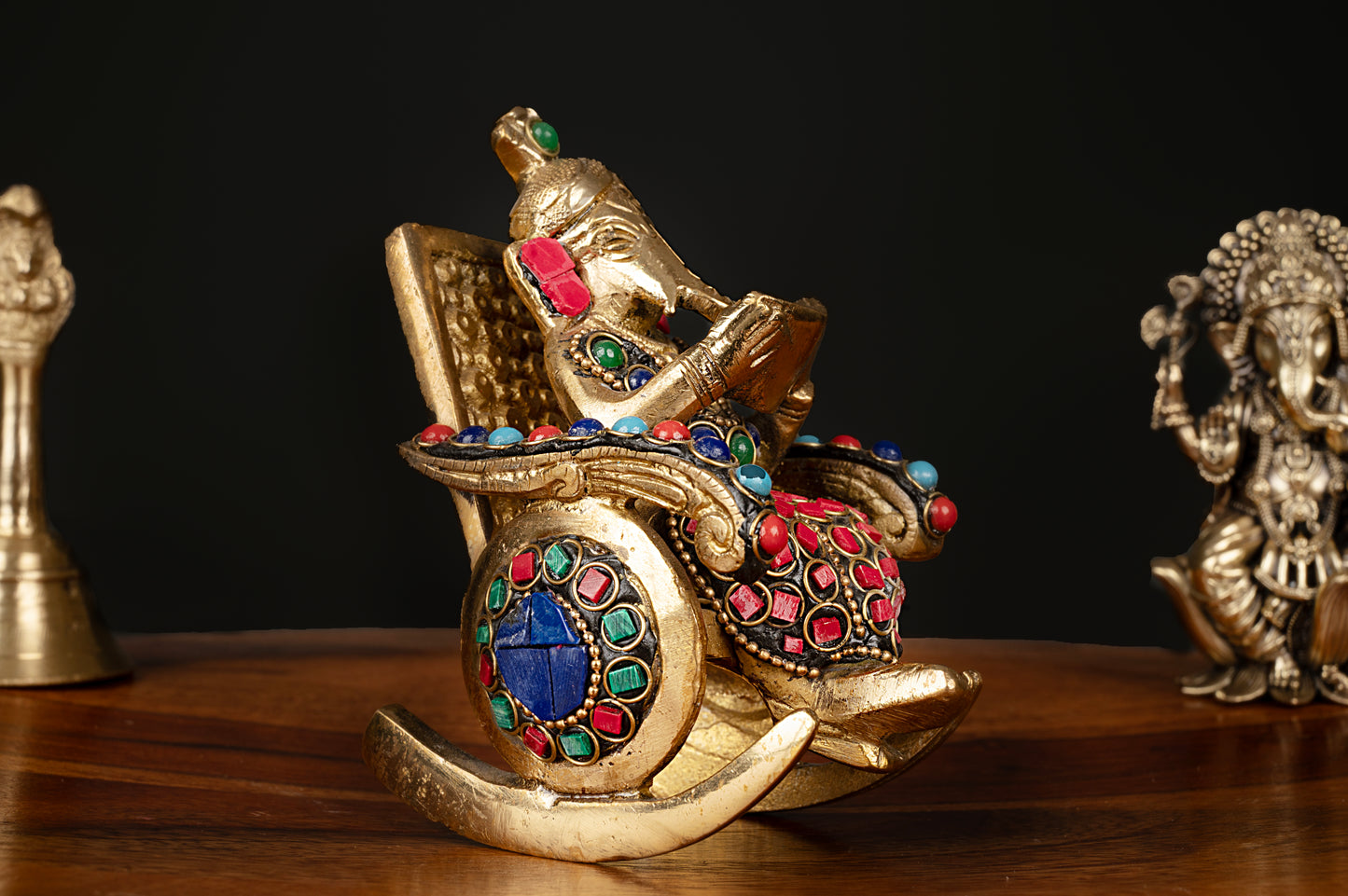 Handcrafted Brass Ganesh Idol Reading Book – Decorative Showpiece (4 x 2.5 Inches)