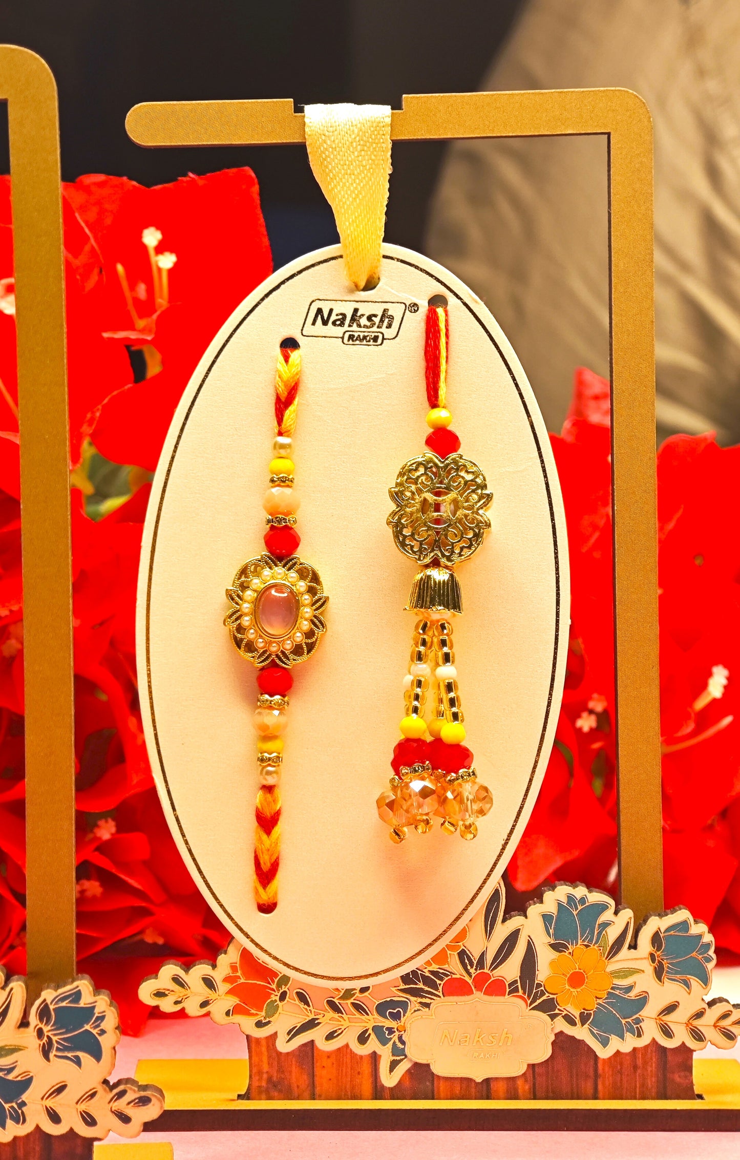 Bhai Bhabhi Rakhi Set – Exclusive Designer Combo- Kundan Polki