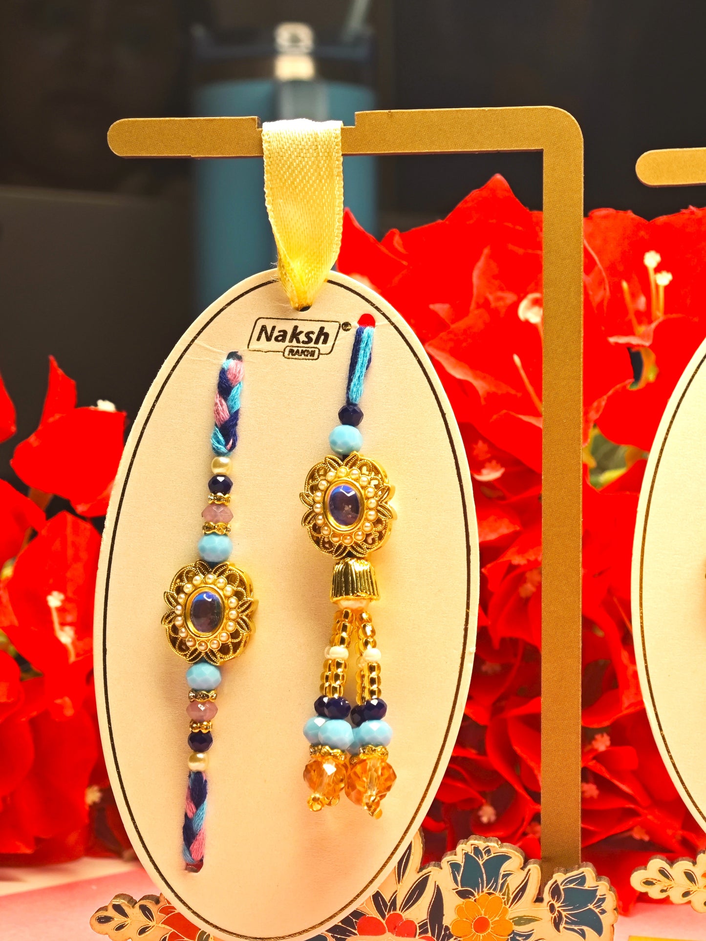 Bhai Bhabhi Rakhi Set – Exclusive Designer Combo- Kundan Polki