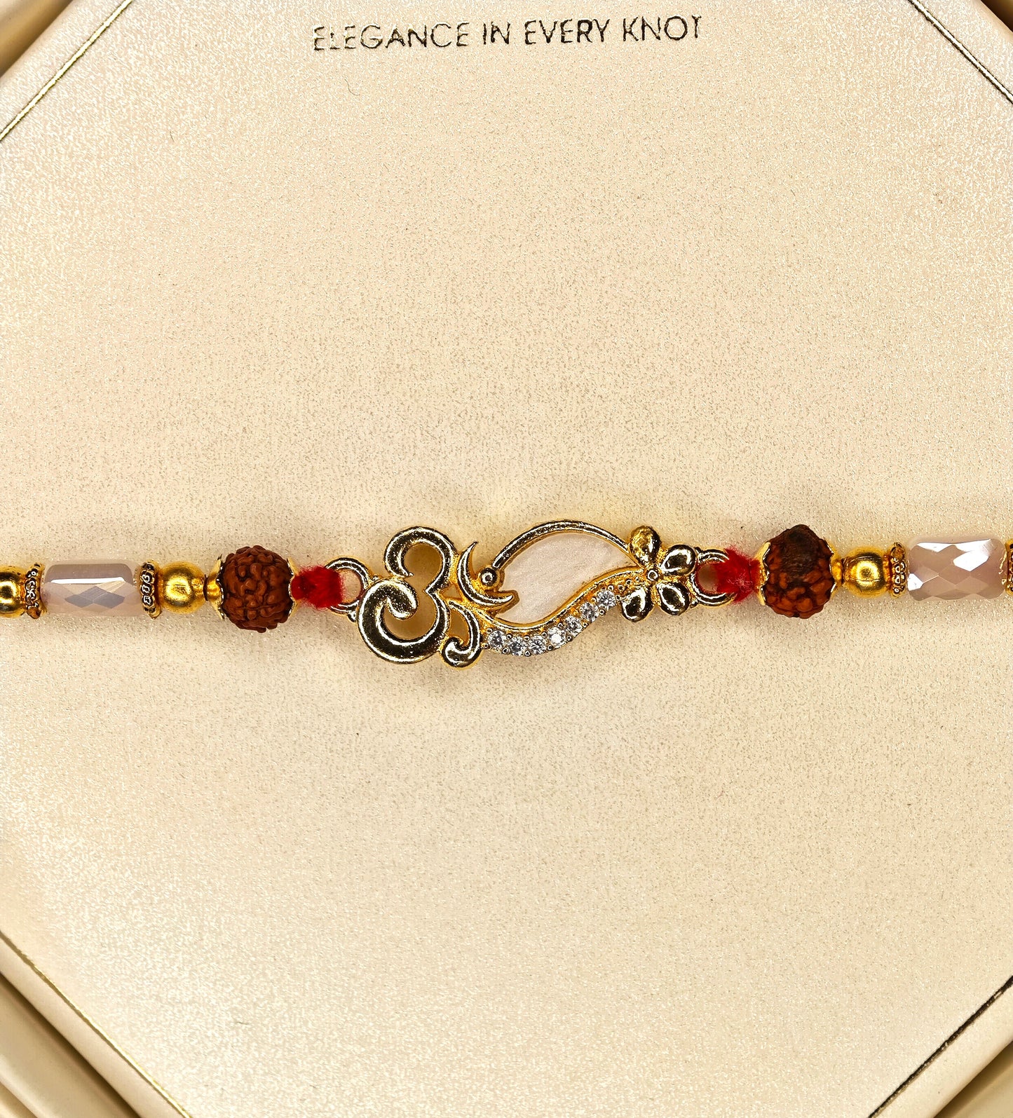 Om Rudraksha Rakhi – Premium Designer Rakhi with Semi-Precious Stones
