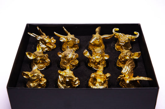 Zodiac Luxe – 12-Piece Golden Animal Head Shot Glass Set