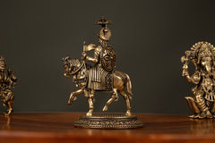 Handcrafted Brass Maharaja Agrasen on Horse – Symbol of Leadership, Prosperity, and Heritage - 5 inch