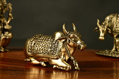 Handcrafted Brass Nandi Idol – Sacred vahan of Lord Shiva | Divine Home Temple Decor