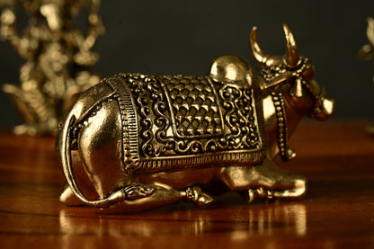 Handcrafted Brass Nandi Idol – Sacred vahan of Lord Shiva | Divine Home Temple Decor