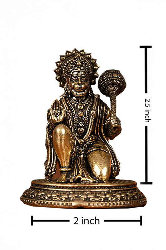 Handcrafted Brass Hanuman Idol – Small Decorative Showpiece (2.5 Inches)