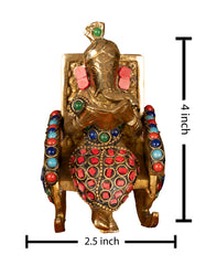 Handcrafted Brass Ganesh Idol Reading Book – Decorative Showpiece (4 x 2.5 Inches)