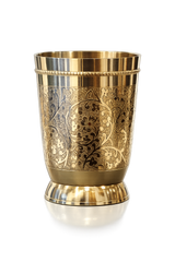 Premium Brass Glass with Floral Carving | Indian Traditional Glass