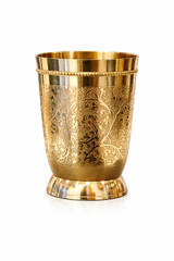 Premium Brass Glass with Floral Carving | Indian Traditional Glass