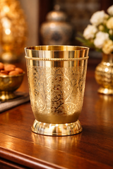 Handcrafted Brass Glass (7 cm x 10 cm) | Traditional Drinking Tumbler | Ayurvedic Drinkware & Gifting