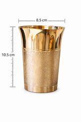 Premium Brass Glass with Engraved Design | Traditional Drinking Tumbler |