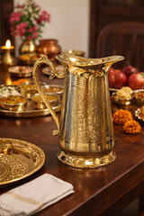 Premium Brass Water Jug (850g) | Handcrafted Engraved Pitcher | Traditional Serving Jug for Dining & Gifting