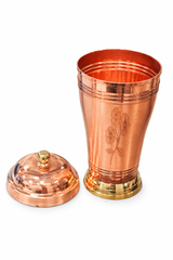 Pure Copper Water Tumbler with Lid | Health & Wellness Drinkware | Heavy Material