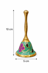 Decorative Brass Pooja Bell (Ghanti) | Hand-Painted Temple Bell | Designer Aarti Bell