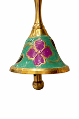 Decorative Brass Pooja Bell (Ghanti) | Hand-Painted Temple Bell | Designer Aarti Bell