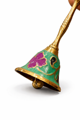 Decorative Brass Pooja Bell (Ghanti) | Hand-Painted Temple Bell | Designer Aarti Bell