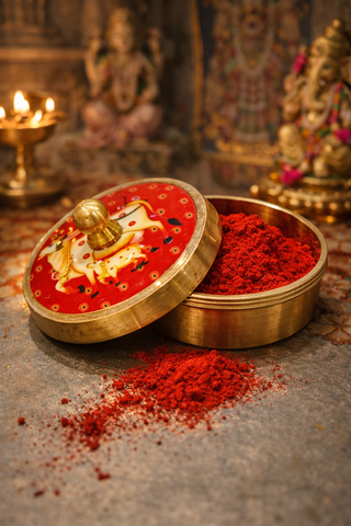 Brass Sindoor Dani (5 cm) | Traditional Kumkum Box | Pooja & Bridal Ritual Container