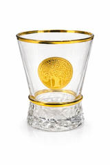 Luxury Glass Tumbler with Gold Rim & Tree of Life Design | Premium Drinkware & Gifting Glass - 255 mL (Set of 6)