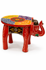 Handcrafted Wooden Elephant Stool | Rajasthani Hand Painted Decorative Stool | Ethnic Home Decor & Gift