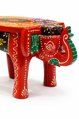 Handcrafted Wooden Elephant Stool | Rajasthani Hand Painted Decorative Stool | Ethnic Home Decor & Gift