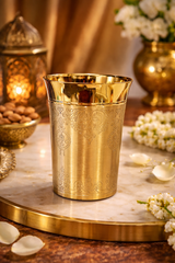 Heavy Brass Glass (210g) with Engraved Design | Premium Drinking Tumbler | Traditional Drinkware