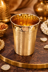 Heavy Brass Glass (210g) with Engraved Design | Premium Drinking Tumbler | Traditional Drinkware