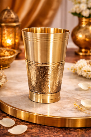Large Brass Glass (200g, 11 cm) | Premium Engraved Drinking Tumbler | Premium Drinkware