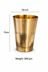 Large Brass Glass (200g, 11 cm) | Premium Engraved Drinking Tumbler | Premium Drinkware