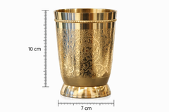 Handcrafted Brass Glass (7 cm x 10 cm) | Traditional Drinking Tumbler | Ayurvedic Drinkware & Gifting