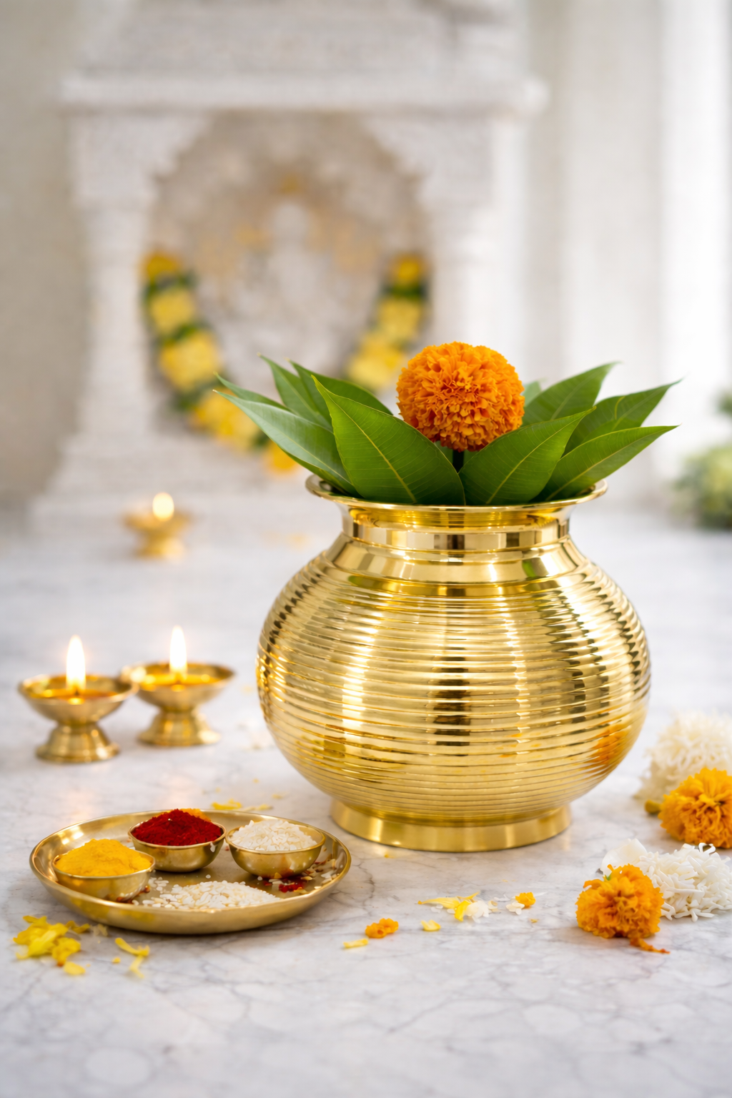Premium Brass Kalash | Traditional Pooja Kalash | Decorative & Spiritual Home Essential | (563 gm)(11 inch Height)