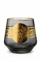 Luxury Gold Pattern Glass Tumbler | Designer Drinking Glass | Premium Tableware & Gifting - 380 mL, Set of 6