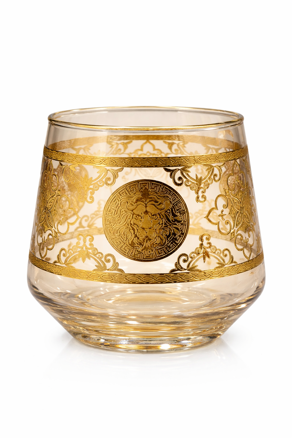 Luxury Gold Pattern Glass Tumbler | Designer Drinking Glass | Premium Tableware & Gifting - 380 mL, Set of 6
