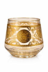 Luxury Gold Pattern Glass Tumbler | Designer Drinking Glass | Premium Tableware & Gifting - 380 mL, Set of 6