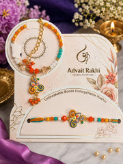 Enammelled Abstract Design Bhai - Bhabhi Rakhi Set