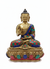 Handcrafted Buddha Idol with Stone Inlay | Meditating Buddha Statue | Spiritual Home Décor & Gifting - 25 cm, 3.75 Kg