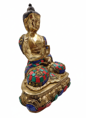 Handcrafted Buddha Idol with Stone Inlay | Meditating Buddha Statue | Spiritual Home Décor & Gifting - 25 cm, 3.75 Kg