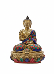 Handcrafted Buddha Idol with Stone Inlay | Meditating Buddha Statue | Spiritual Home Décor & Gifting - 25 cm, 3.75 Kg