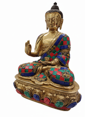 Handcrafted Buddha Idol with Stone Inlay | Meditating Buddha Statue | Spiritual Home Décor & Gifting - 25 cm, 3.75 Kg