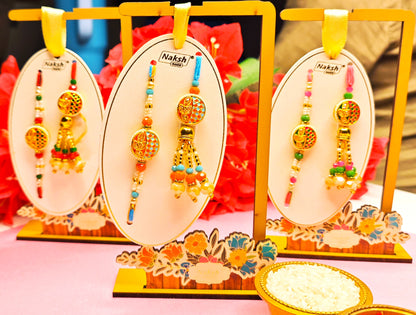 Bhai Bhabhi Rakhi Set – Traditional Designer Rakhi Pair (Red-Green and Orange-Blue Variants)