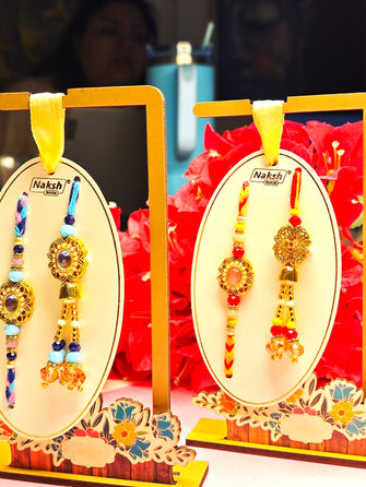 Bhai Bhabhi Rakhi Set – Exclusive Designer Combo- Kundan Polki