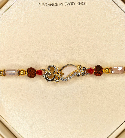 Om Rudraksha Rakhi – Premium Designer Rakhi with Semi-Precious Stones