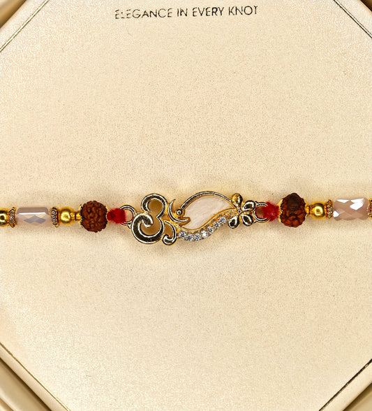 Om Rudraksha Rakhi – Premium Designer Rakhi with Semi-Precious Stones