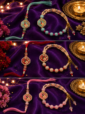 Meenakari Moti Rajwadi Bhai - Bhabhi Set