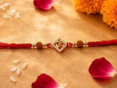 Om Rudraksh Red Scared Thread Rakhi