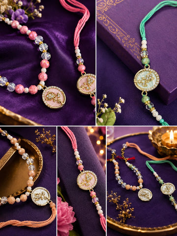 Tulip Flower coloured Rakhi - Bracelet Set
