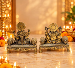 Royal Antique Finish Ganesh Lakshmi Idol Set