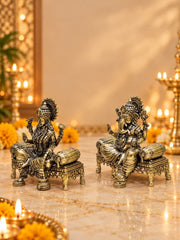 Royal Antique Finish Ganesh Lakshmi Idol Set