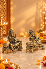 Royal Antique Finish Ganesh Lakshmi Idol Set